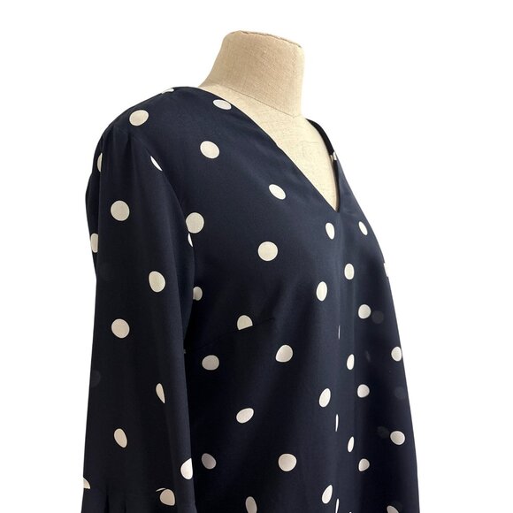 Vintage Banana Republic Polka Dot V-Neck Bell Sleeve Blouse M - Picture 5 of 12